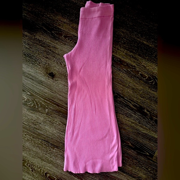 Aerie Gotta Jet High Waisted Wide Leg Ribbed Pink Sweater Pants Size L - Picture 4 of 6
